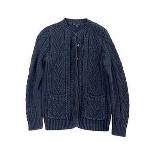 New York & Company Fisherman Knit Cable Cardigan Sweater Gray Cozy Cable Knit XS